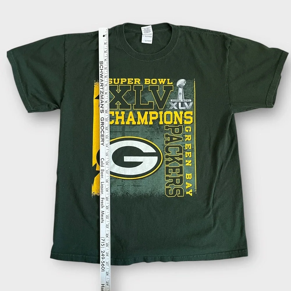Green Bay Packers Super Bowl XLV Champions T-Shirt Mens Large Green NFL